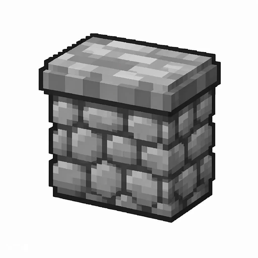Pixel art illustration of a cobblestone wall, a short sturdy wall pillar
