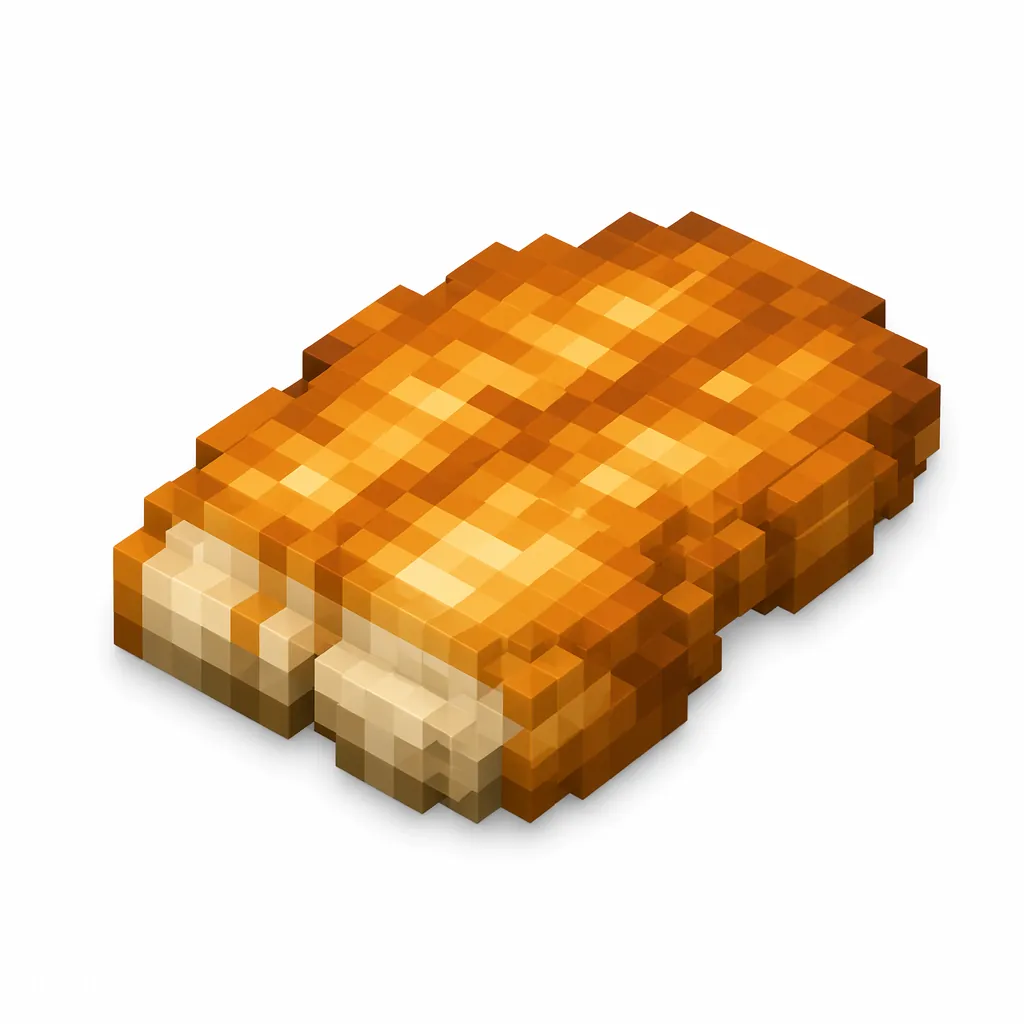 Pixel art illustration of cooked cod with a golden-brown fish fillet