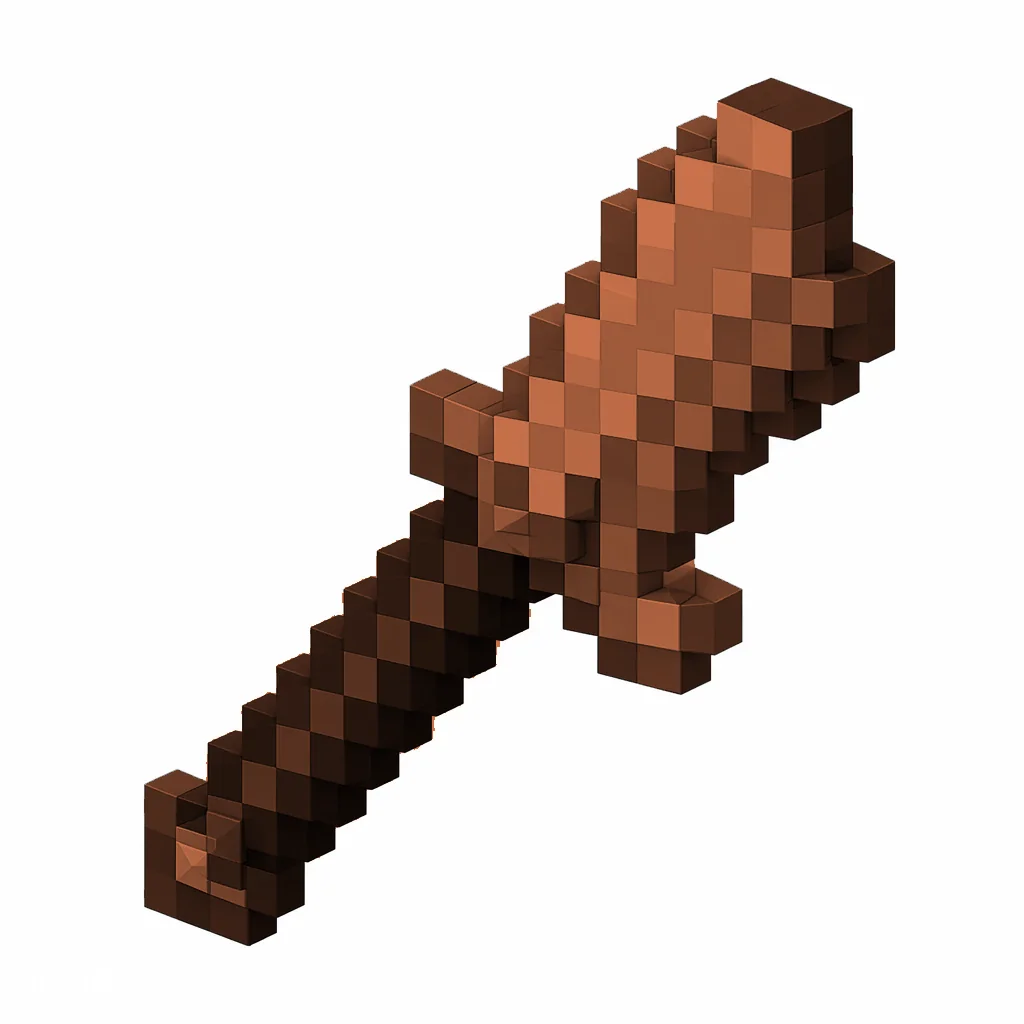 Pixel art illustration of a copper axe, warm orange-brown metal