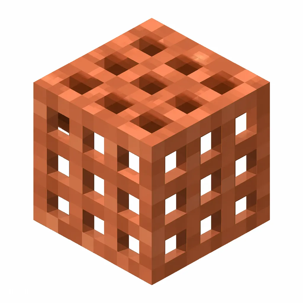 Pixel art illustration of a copper grate, warm orange-brown metal