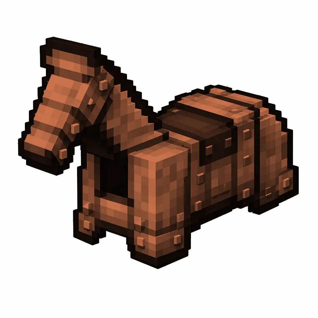 Pixel art illustration of a copper horse armor on a horse