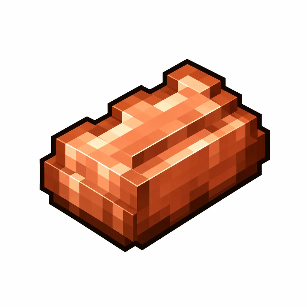 Pixel art illustration of a shiny orange-copper ingot with beveled edges