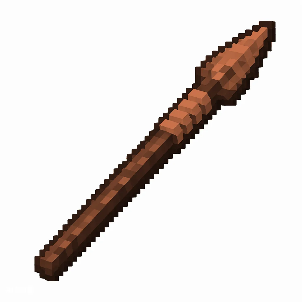 Pixel art illustration of a copper spear with a long shaft and sharp tip