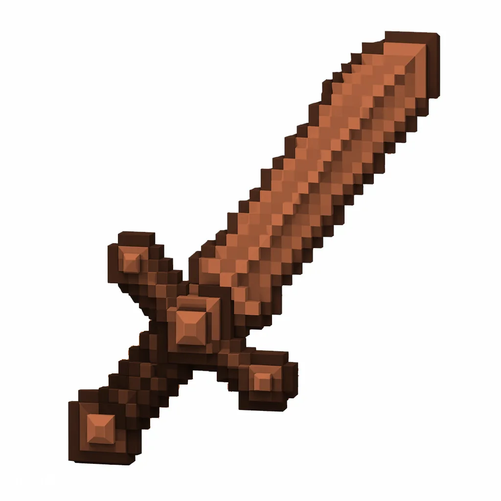 Pixel art illustration of a copper sword, warm orange-brown metal