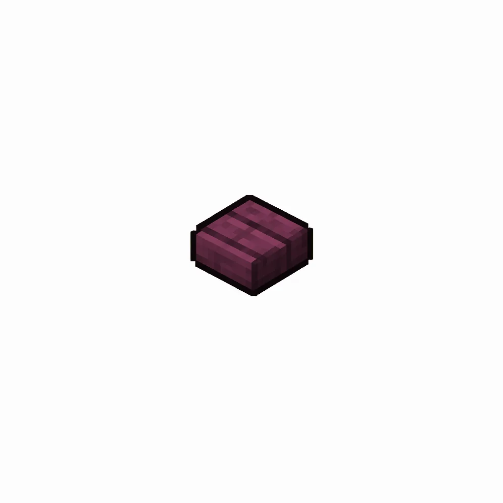 Pixel art illustration of a small chunky crimson wood button