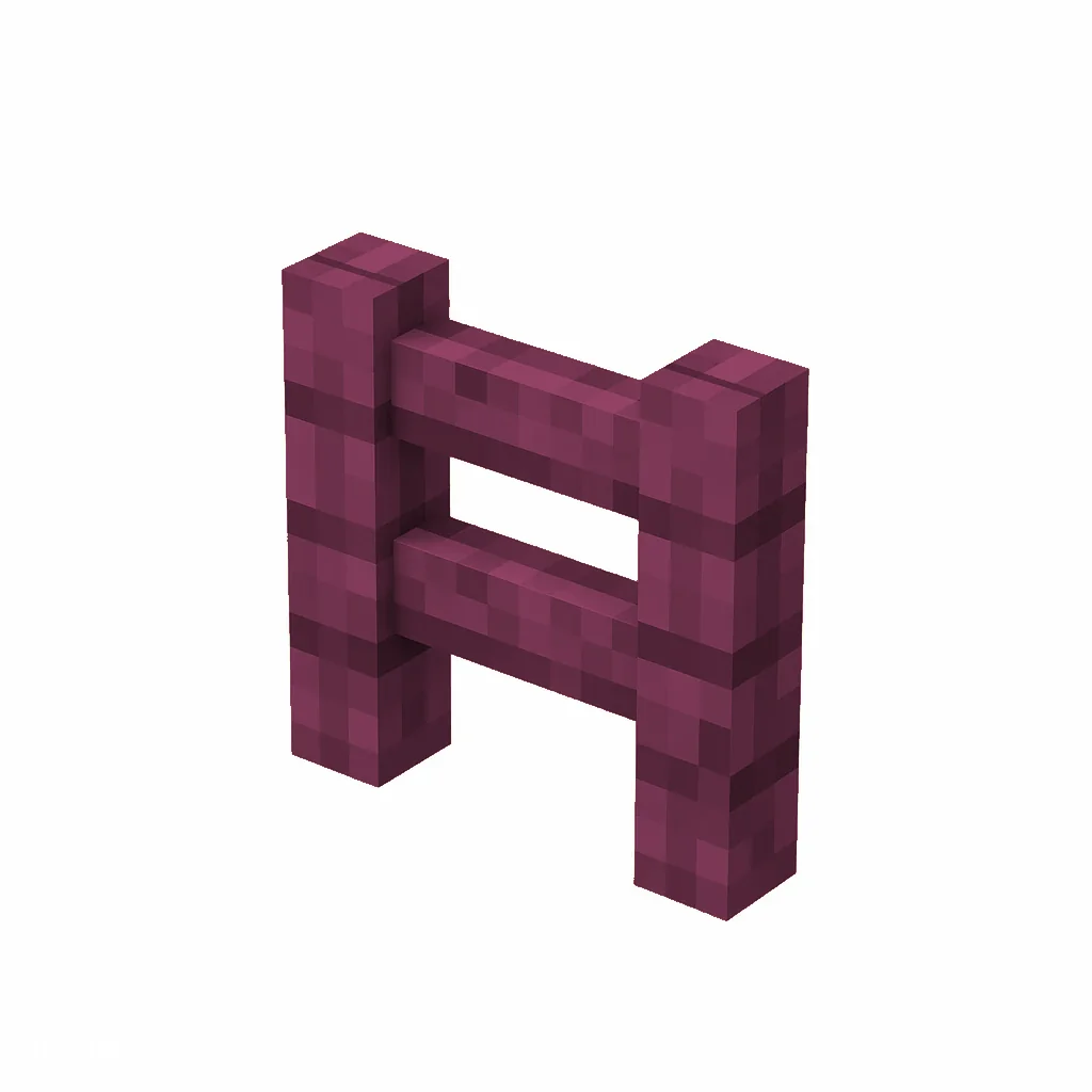 Pixel art illustration of a crimson wooden fence with two posts and rails