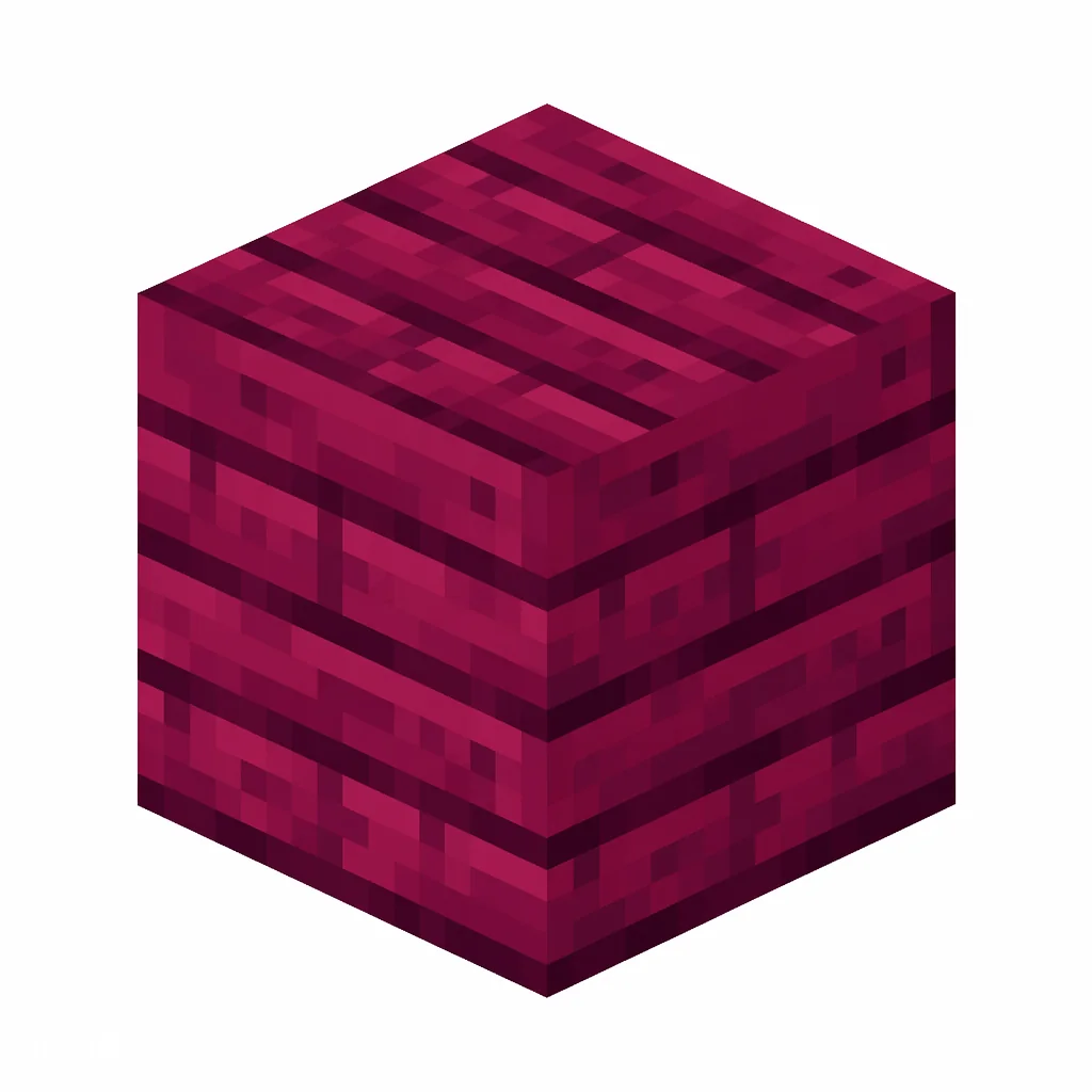 Pixel art illustration of a crimson planks block with deep magenta-purple boards