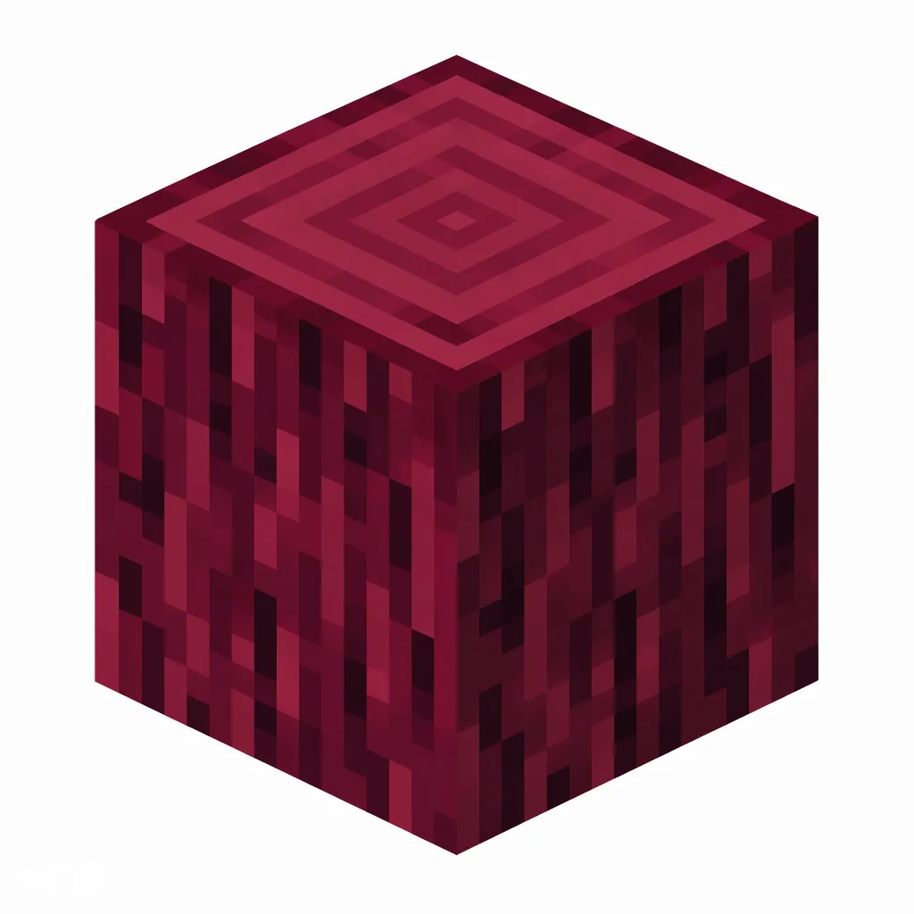 Pixel art illustration of a crimson stem block with deep purple-red vertical grooves