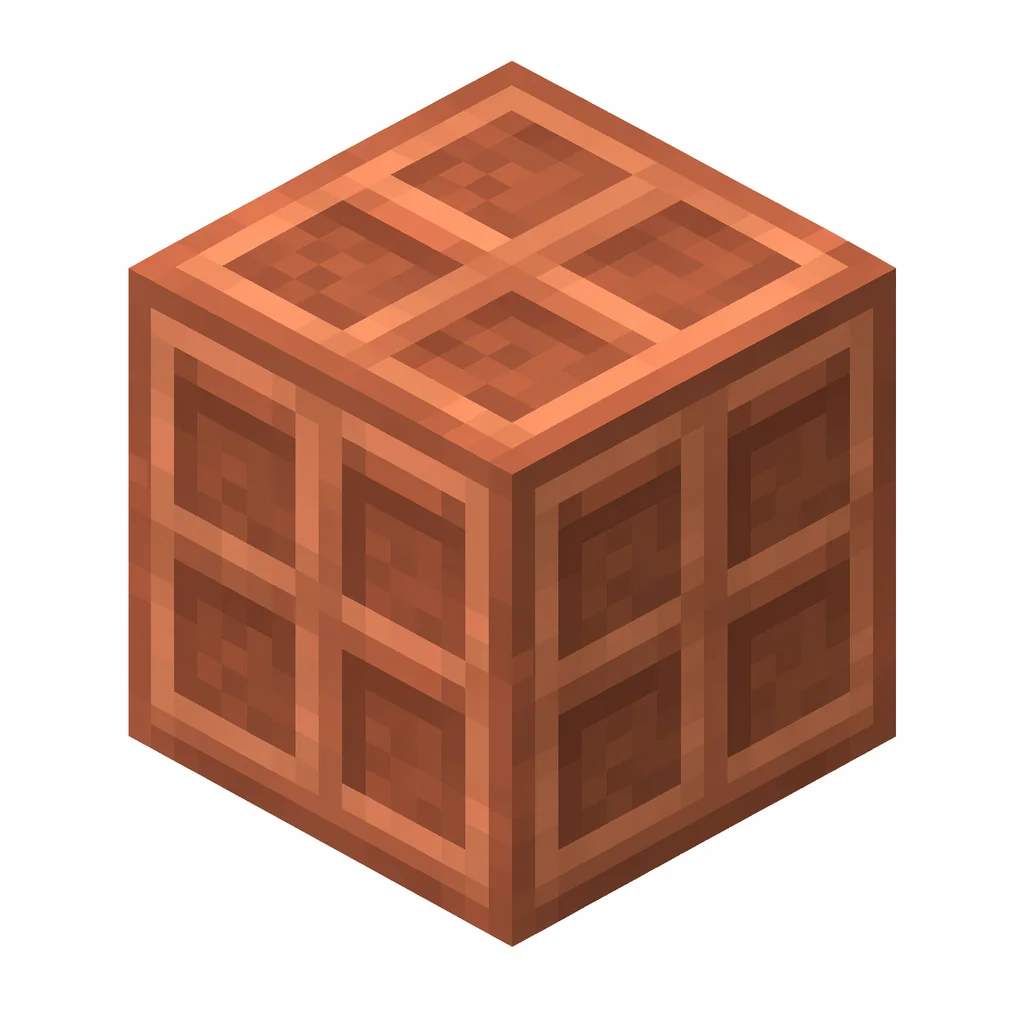 Pixel art illustration of a cut copper in chunky voxel game style