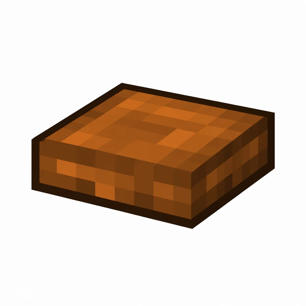 Pixel art illustration of a cut red sandstone slab, a half-height flat block