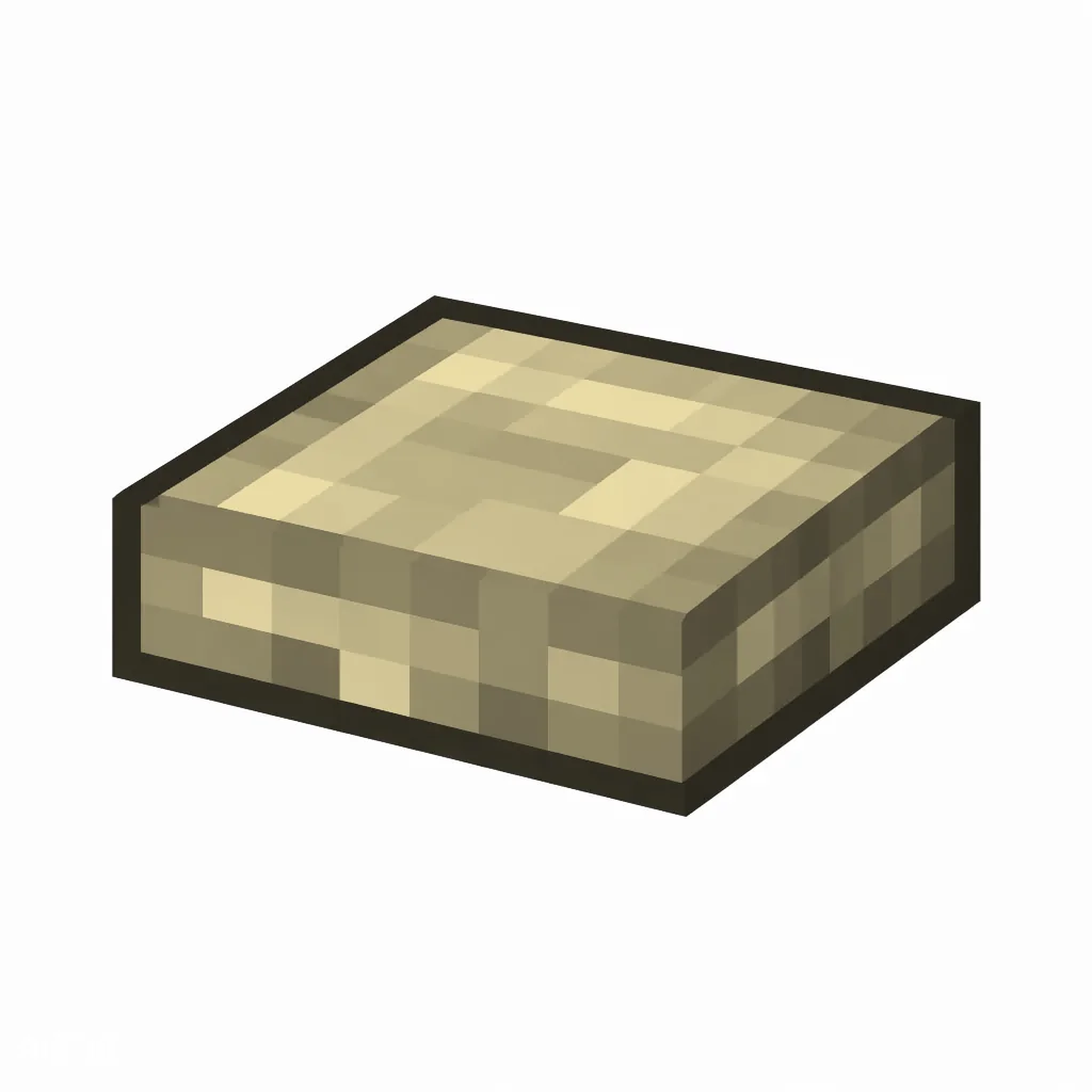 Pixel art illustration of a cut sandstone slab, a half-height flat block