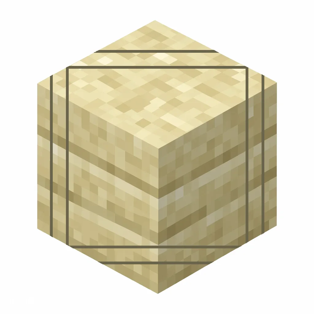 Pixel art illustration of a cut sandstone in chunky voxel game style