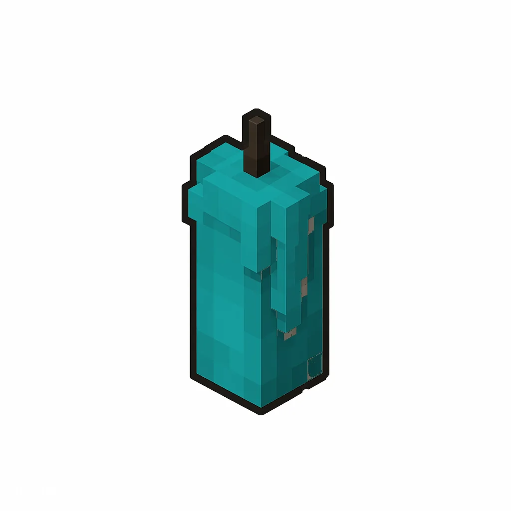 Pixel art illustration of an unlit cyan candle with soft wax drips and a dark wick