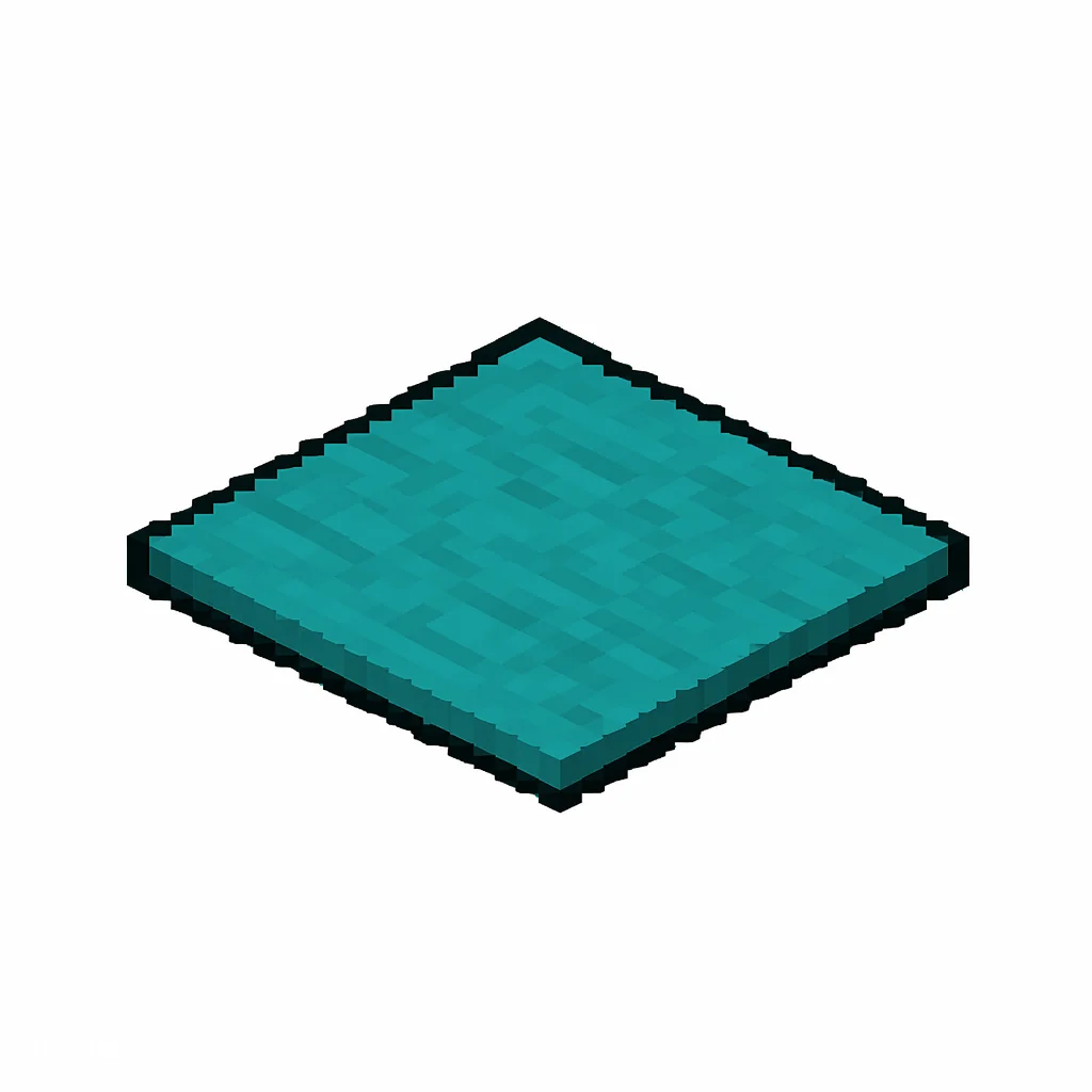 Pixel art illustration of a cyan carpet, a thin flat woven floor covering