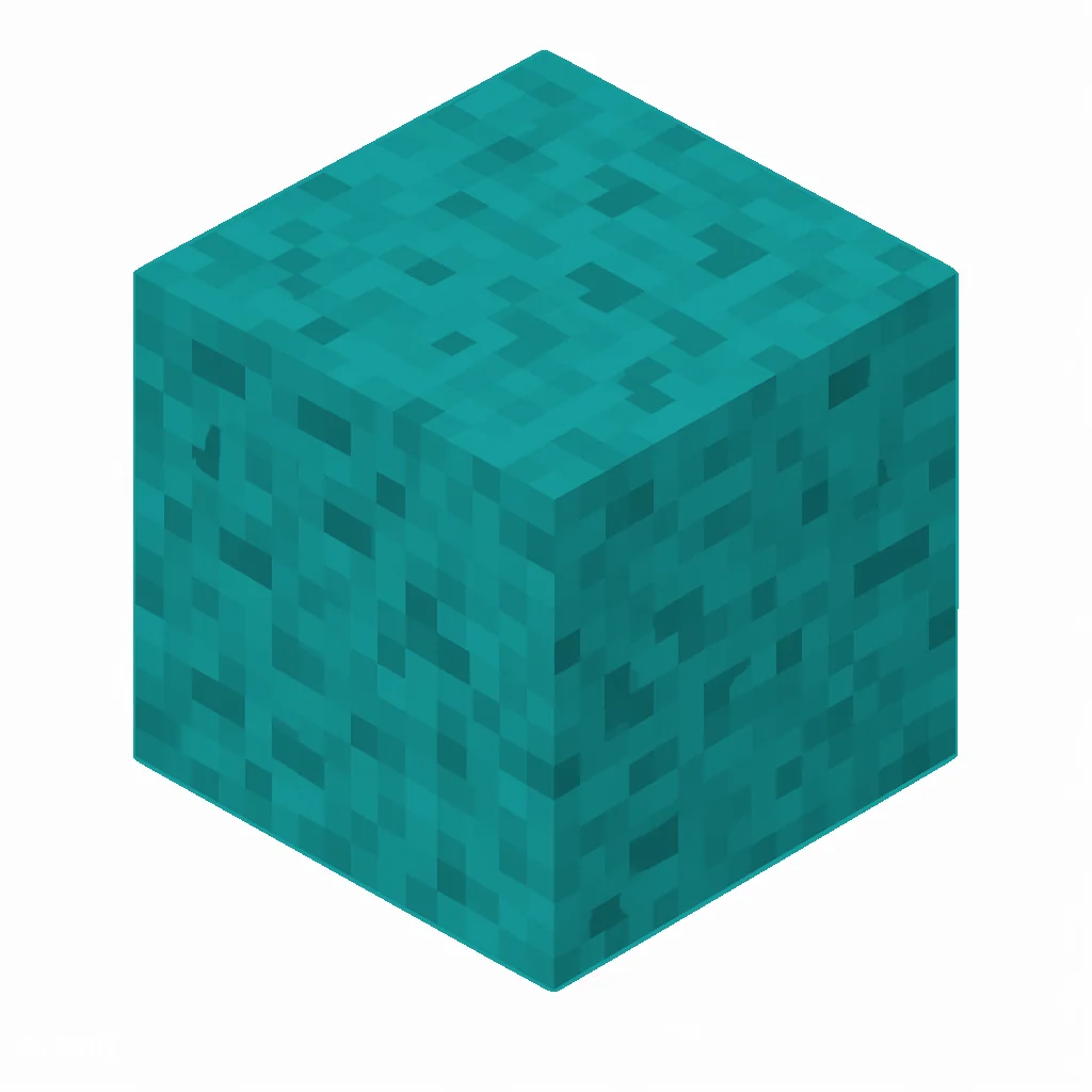 Pixel art illustration of a cyan concrete powder block with a grainy powder texture