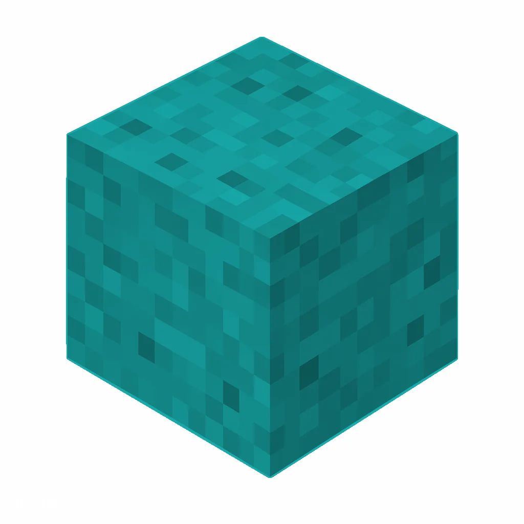 Pixel art illustration of a cyan concrete block with a fine speckled cyan cement texture