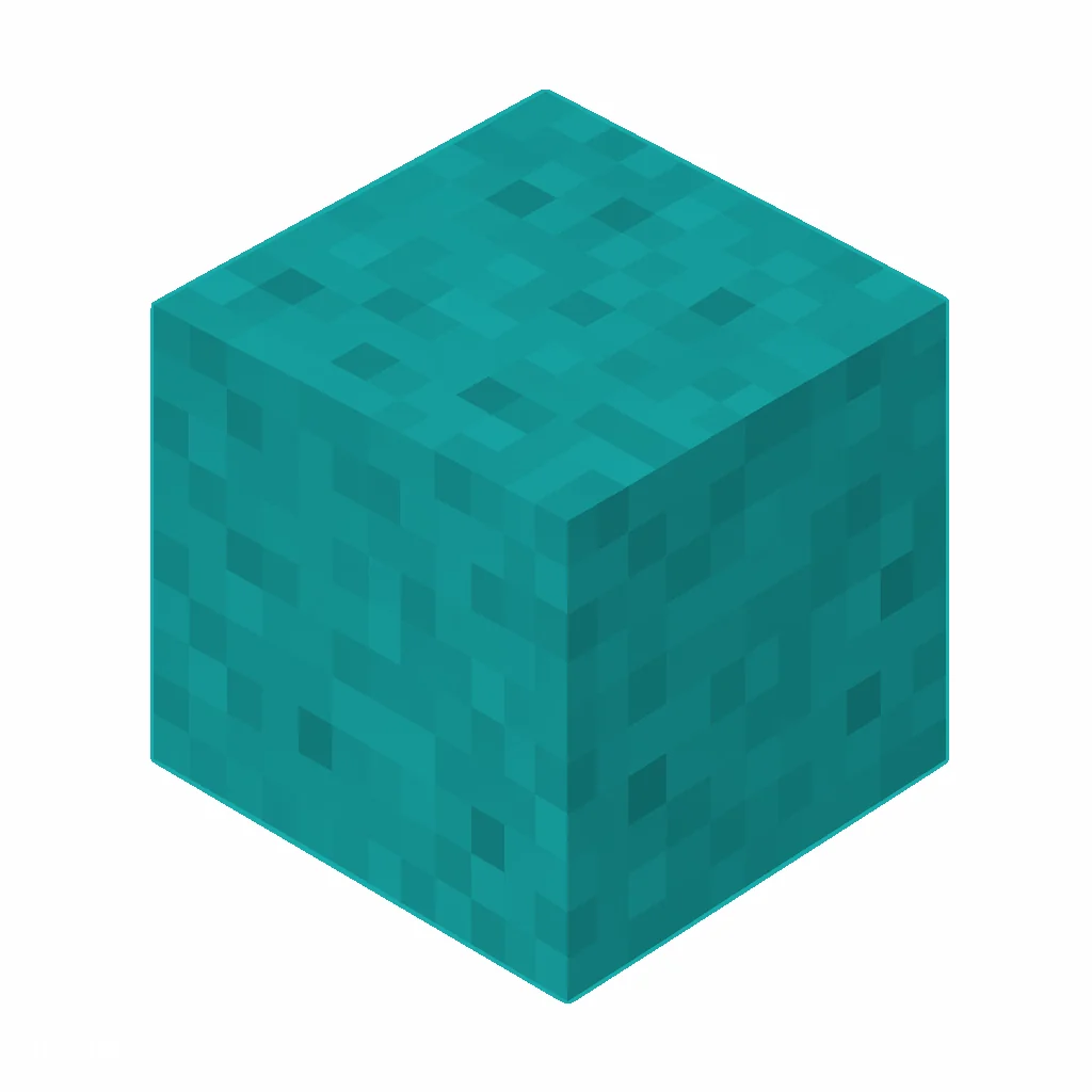 Pixel art illustration of a cyan terracotta block with a smooth matte cyan clay texture