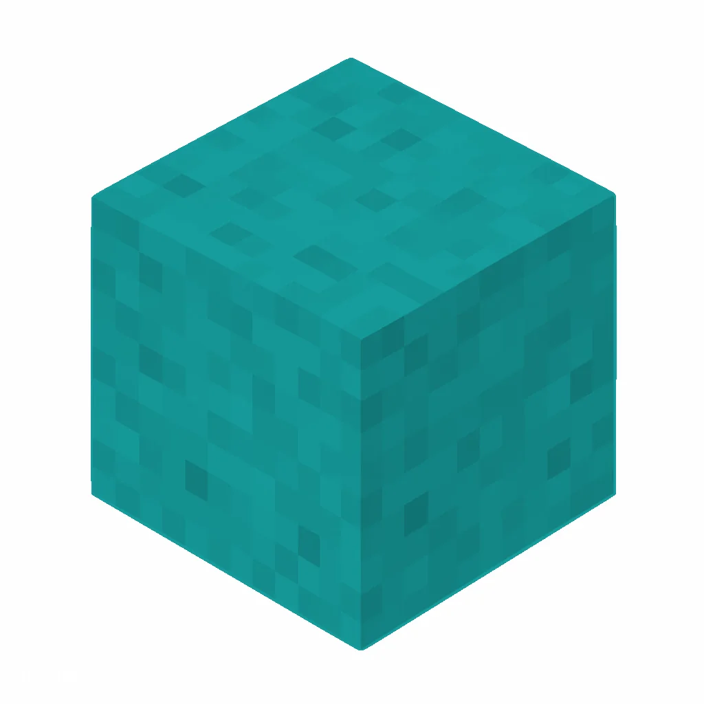 Pixel art illustration of a cyan wool block with dense cyan wool fibers