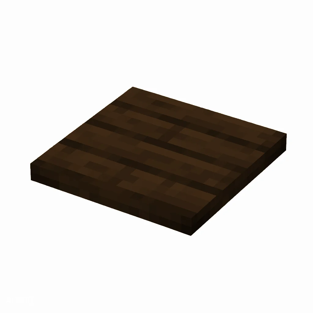 Pixel art illustration of a flat dark oak wooden slab with visible wood grain