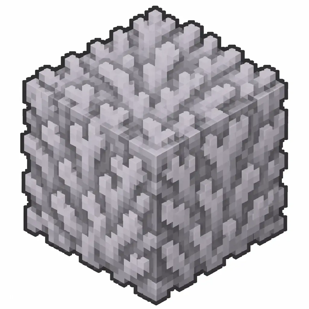 Pixel art illustration of a solid cube block of dead gray purple coral