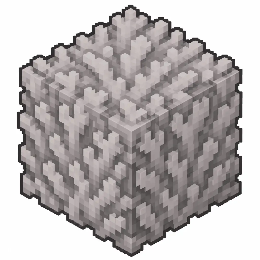 Pixel art illustration of a solid cube block of dead gray red coral