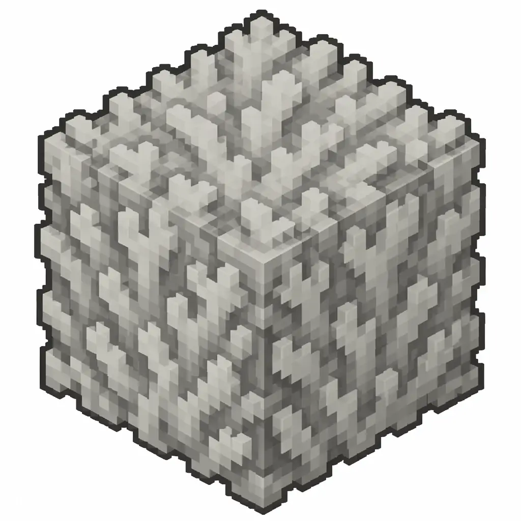 Pixel art illustration of a solid cube block of dead gray yellow coral