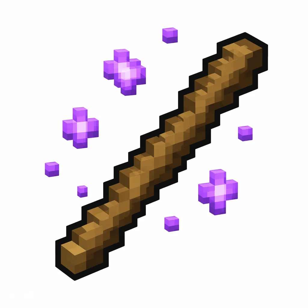 Pixel art illustration of a debug stick in chunky voxel game style