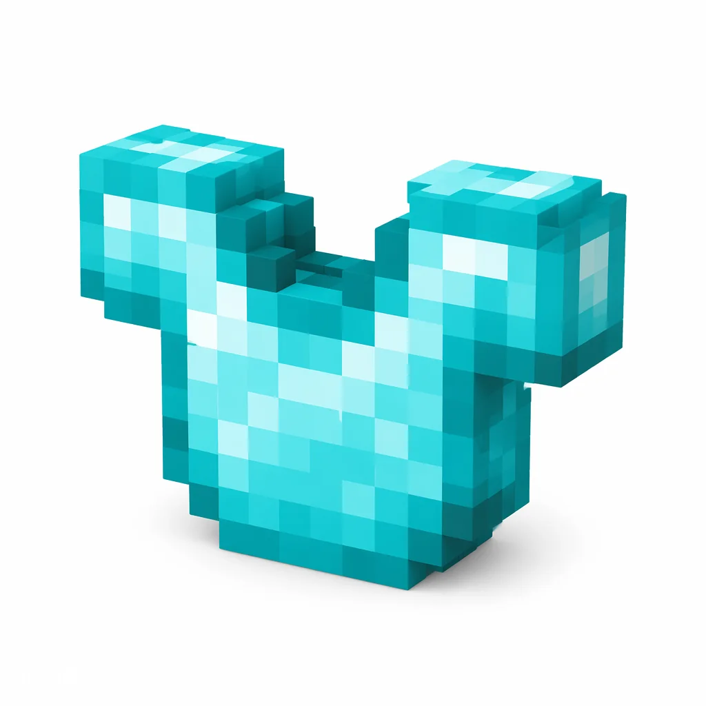 Pixel art illustration of a bright cyan-blue diamond chestplate