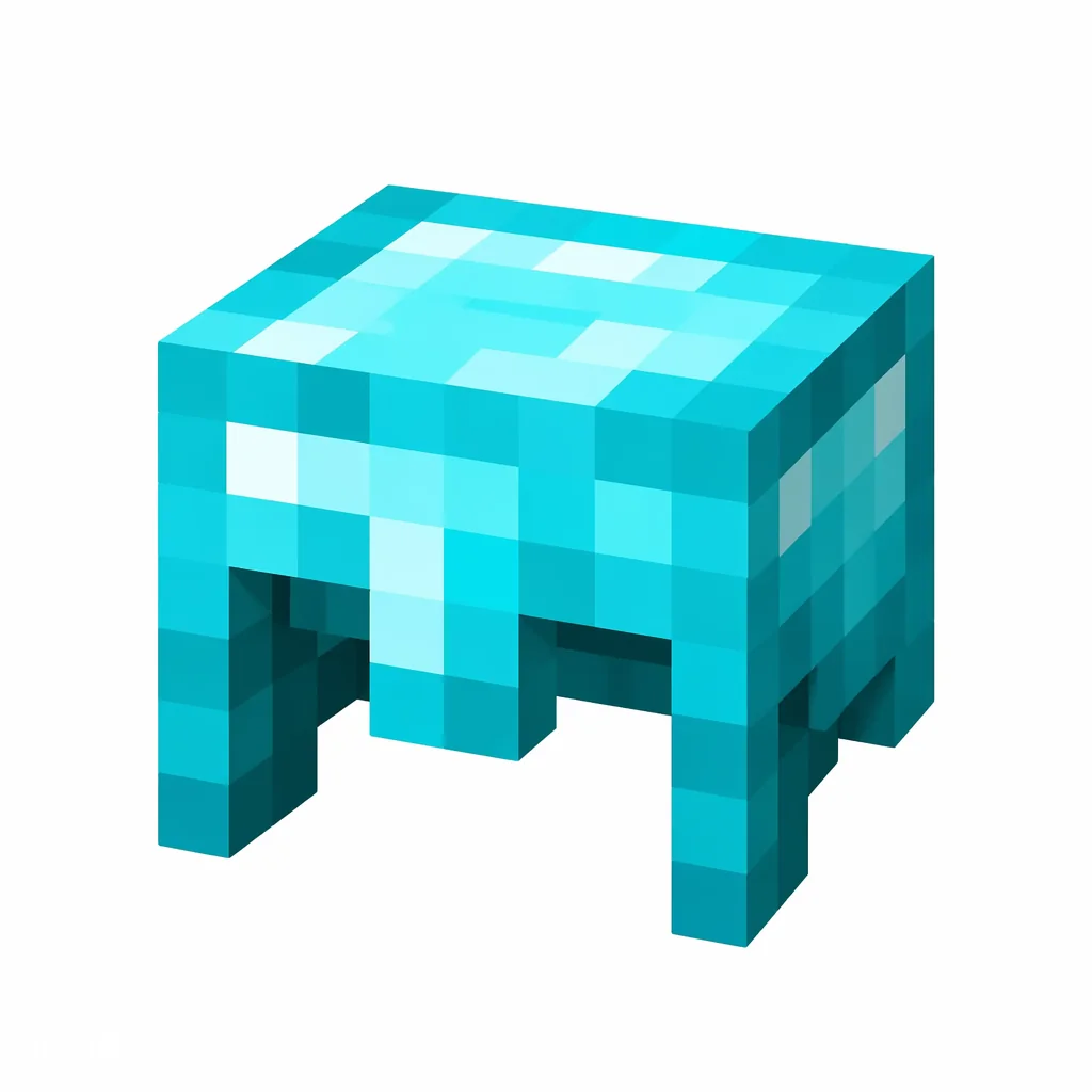 Pixel art illustration of a bright cyan-blue diamond helmet