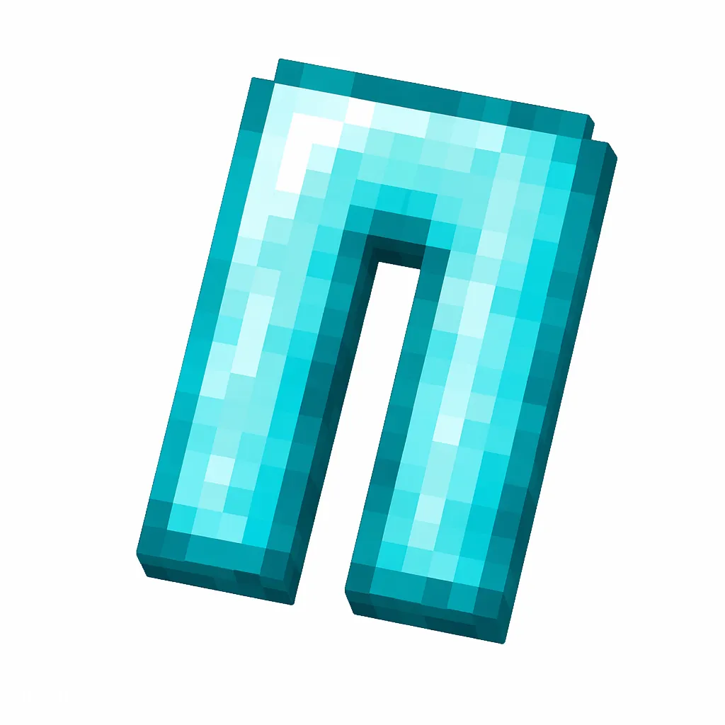Pixel art illustration of bright cyan-blue diamond leggings