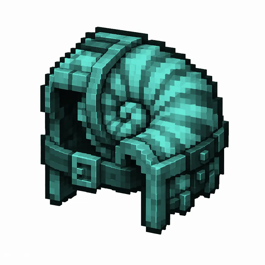 Pixel art illustration of a diamond nautilus armor, a spiral shell armor piece