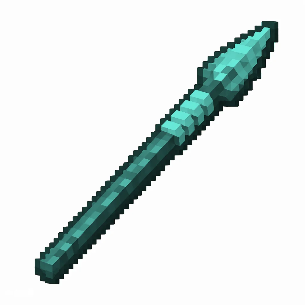Pixel art illustration of a diamond spear with a long shaft and sharp tip