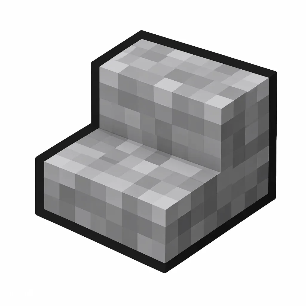 Pixel art illustration of a diorite stairs, an L-shaped staircase block
