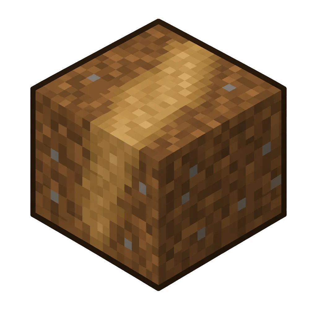Pixel art illustration of a dirt path in chunky voxel game style