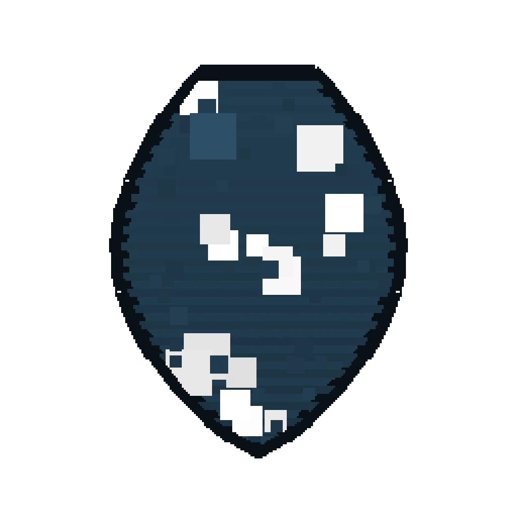 Pixel art illustration of a Dolphin Spawn Egg with a two-tone speckled shell