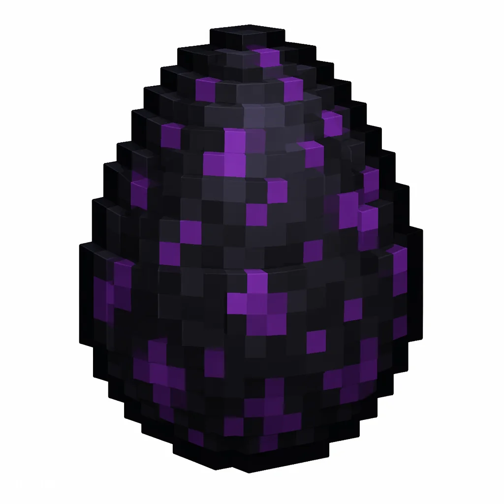 Pixel art illustration of a dragon egg in chunky voxel game style