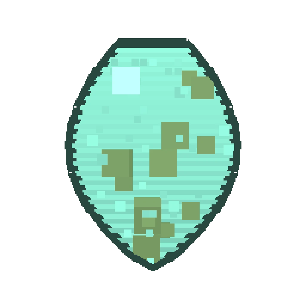 Pixel art illustration of a Drowned Spawn Egg with a two-tone speckled shell