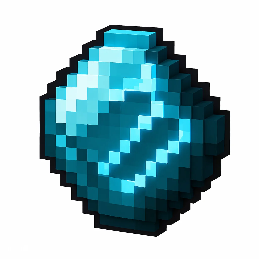 Pixel art illustration of an echo shard, a dark teal crystal with glowing cyan veins