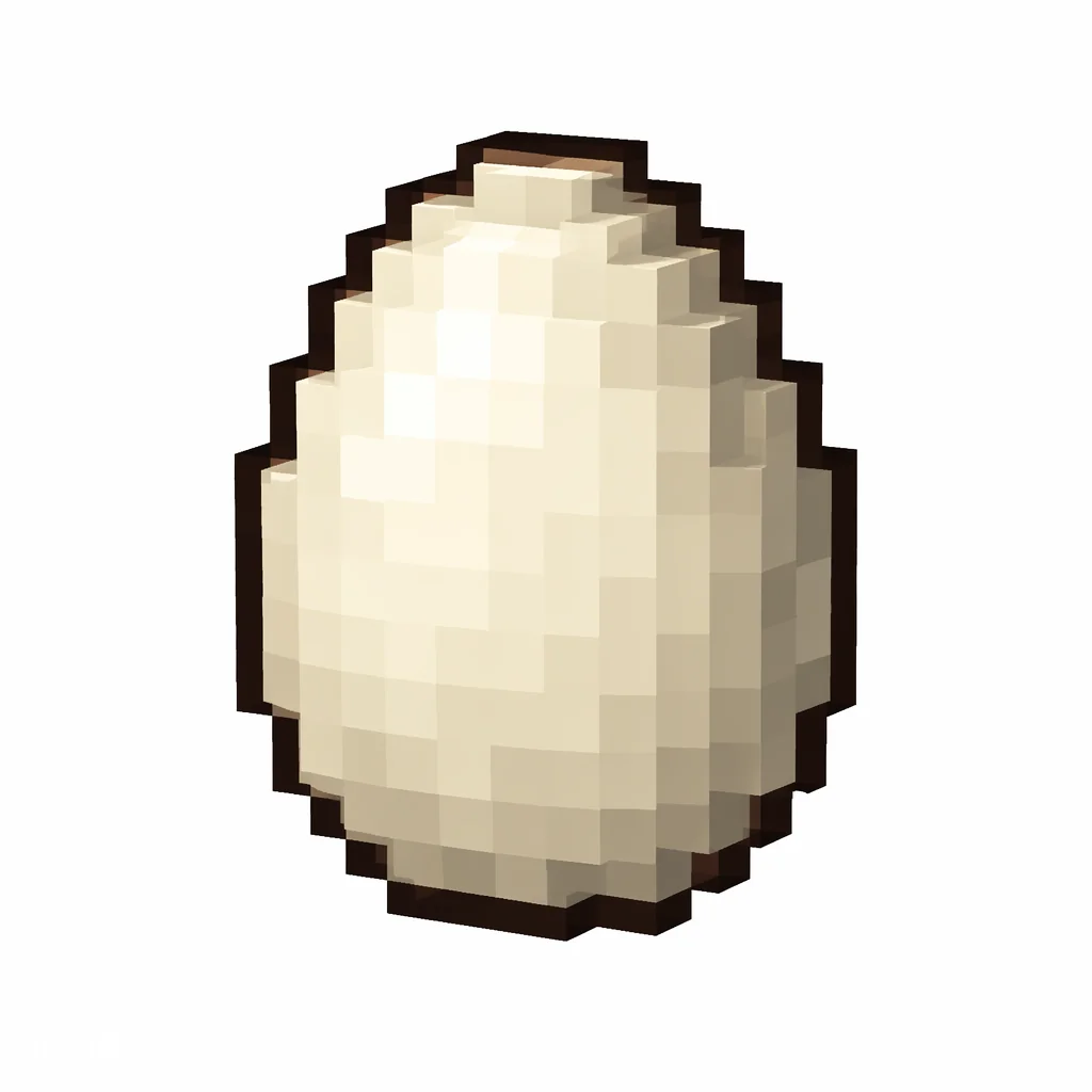 Pixel art illustration of an egg in chunky voxel game style