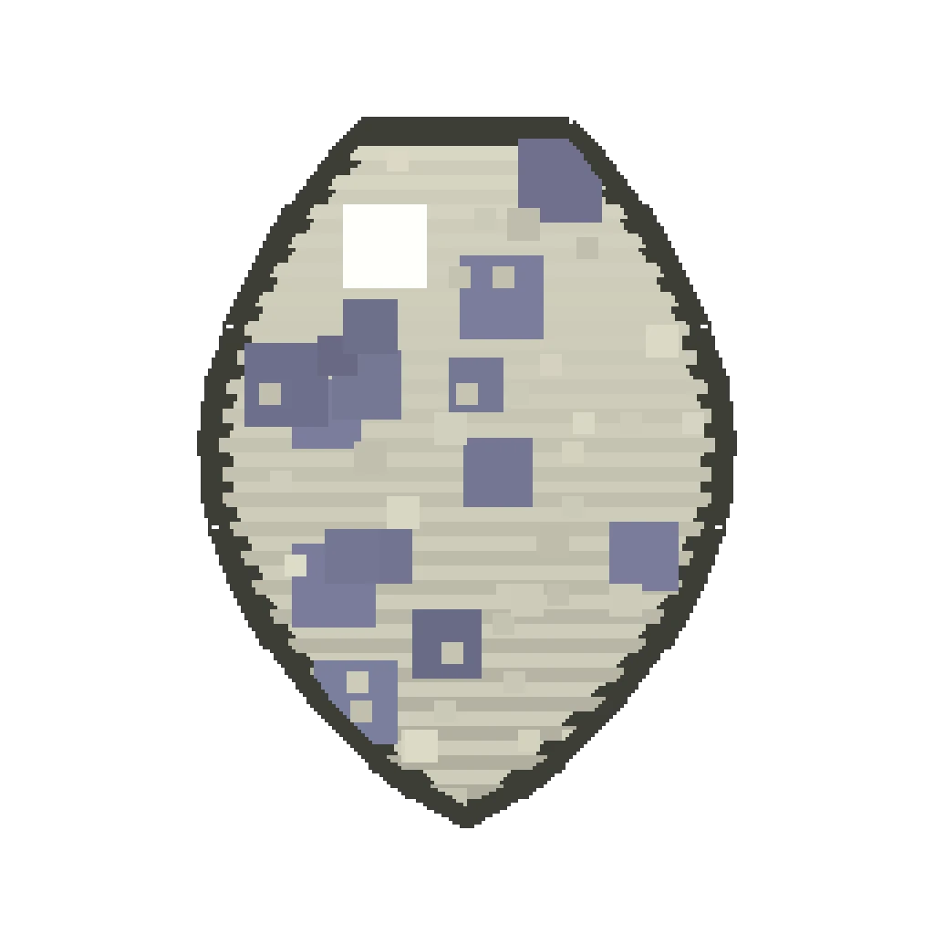 Pixel art illustration of an Elder Guardian Spawn Egg with a two-tone speckled shell