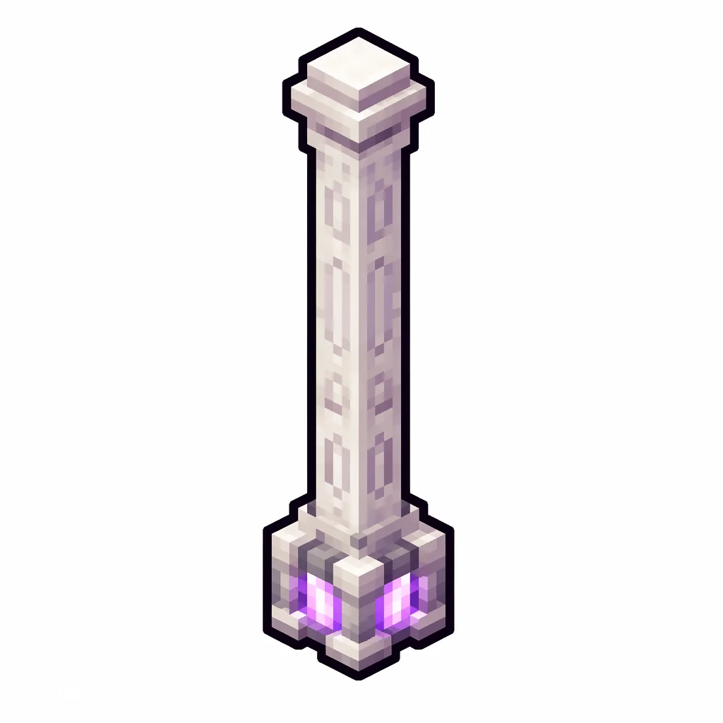 Pixel art illustration of an end rod in chunky voxel game style