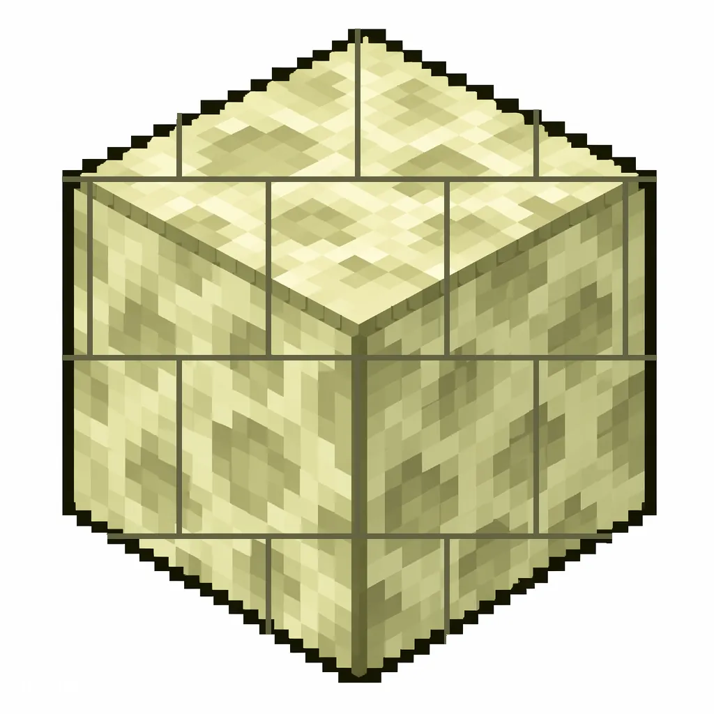 Pixel art illustration of end stone bricks, a brick cube block
