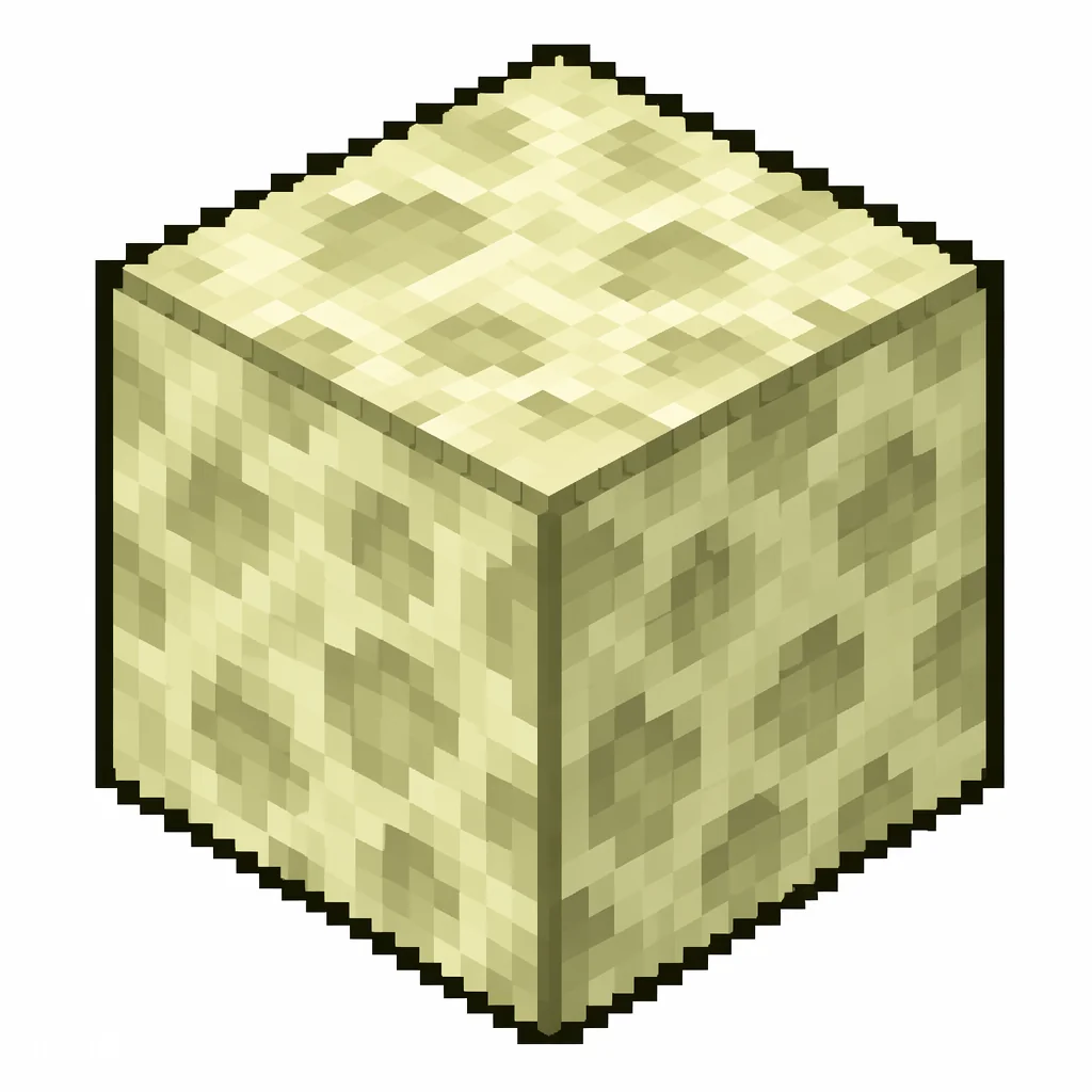 Pixel art illustration of an end stone in chunky voxel game style