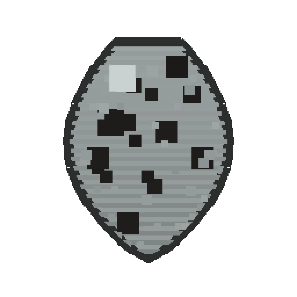 Pixel art illustration of an Evoker Spawn Egg with a two-tone speckled shell