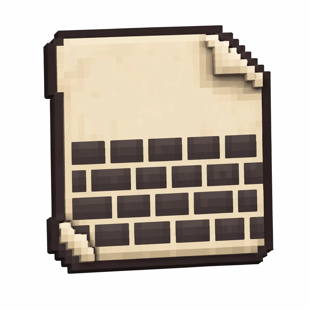 Pixel art illustration of a paper banner pattern printed with a brickwork band emblem