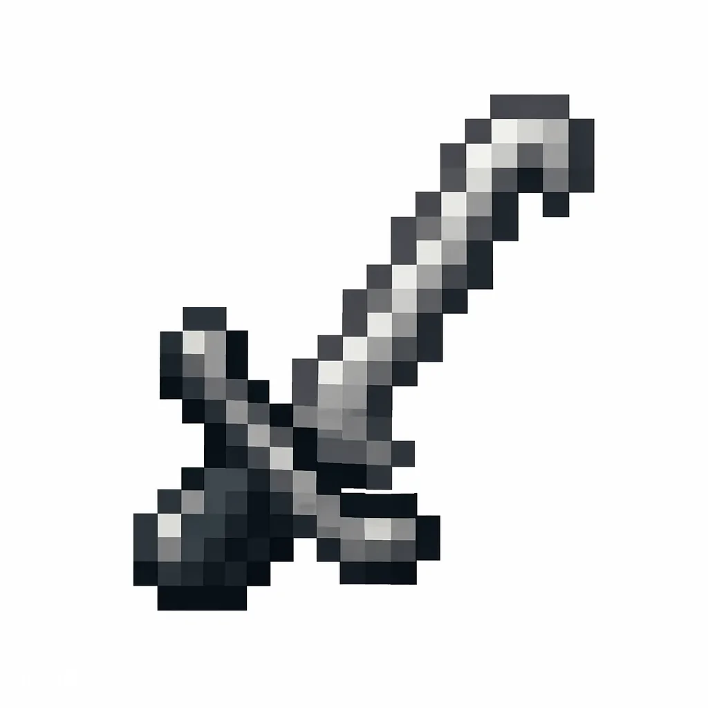 Original pixel art Flint and Steel icon with a dark flint shard and bent iron striker