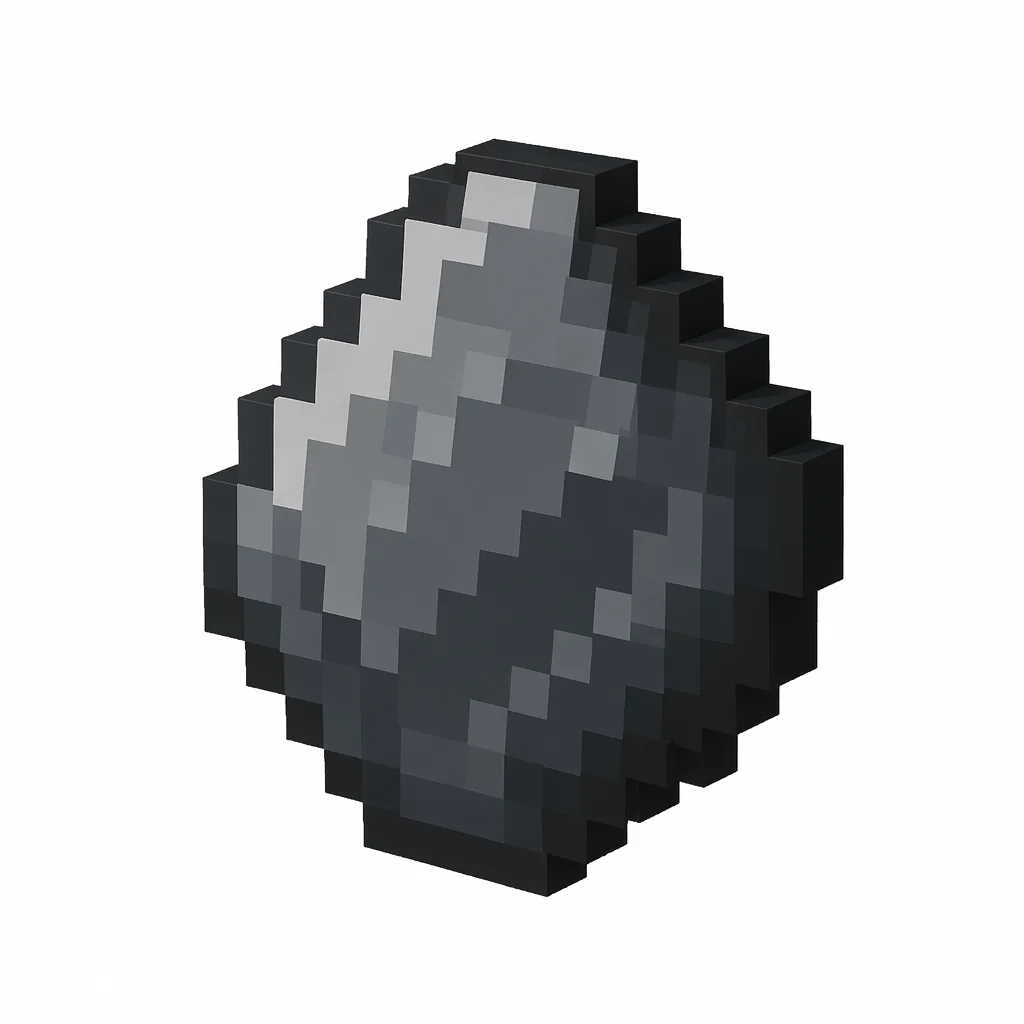 Pixel art illustration of a dark gray knapped flint shard