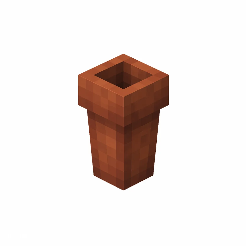 Pixel art illustration of an empty reddish-brown terracotta flower pot