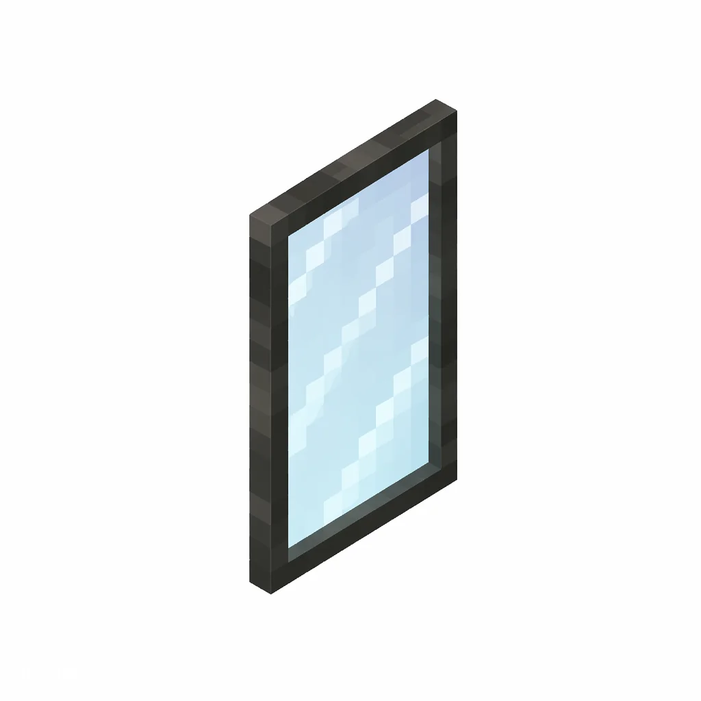 Pixel art illustration of a thin translucent glass pane with a dark frame border