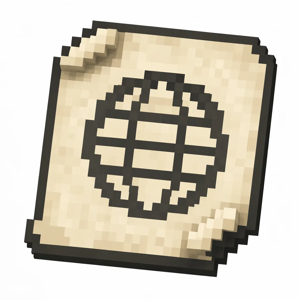 Pixel art illustration of a paper banner pattern printed with a planet globe emblem